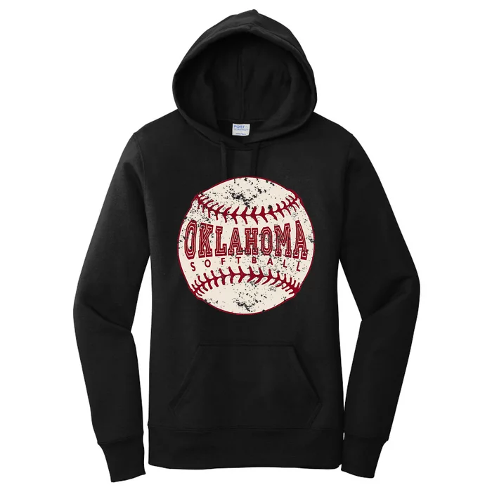 Vintage Oklahoma Softball Ball Women's Pullover Hoodie