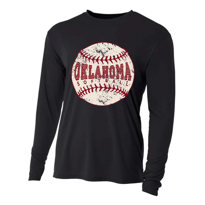 Vintage Oklahoma Softball Ball Cooling Performance Long Sleeve Crew