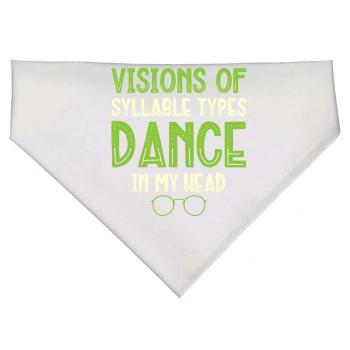 Visions Of Syllable Types Dance In My Head Dyslexia Gift USA-Made Doggie Bandana