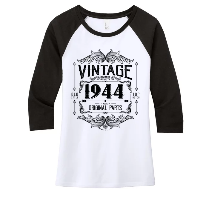 Vintage Old Style Top Notch Mostly Original Parts Whiskey Label 1944 80 Women's Tri-Blend 3/4-Sleeve Raglan Shirt