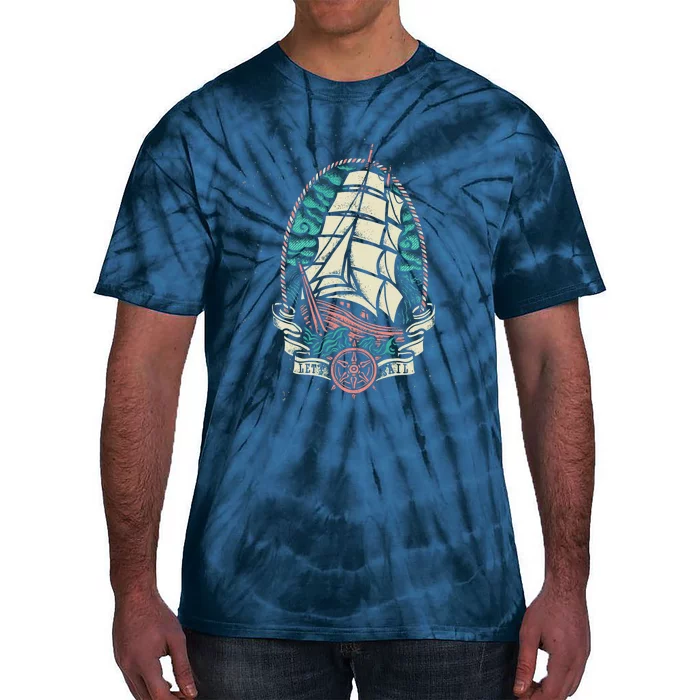 Vintage Old School Pirate Ship Tie-Dye T-Shirt