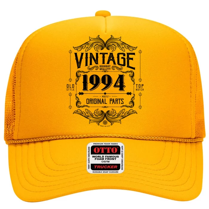 Vintage Old Style Top Notch Mostly Original Parts Whiskey Label 1994 30 High Crown Mesh Trucker Hat