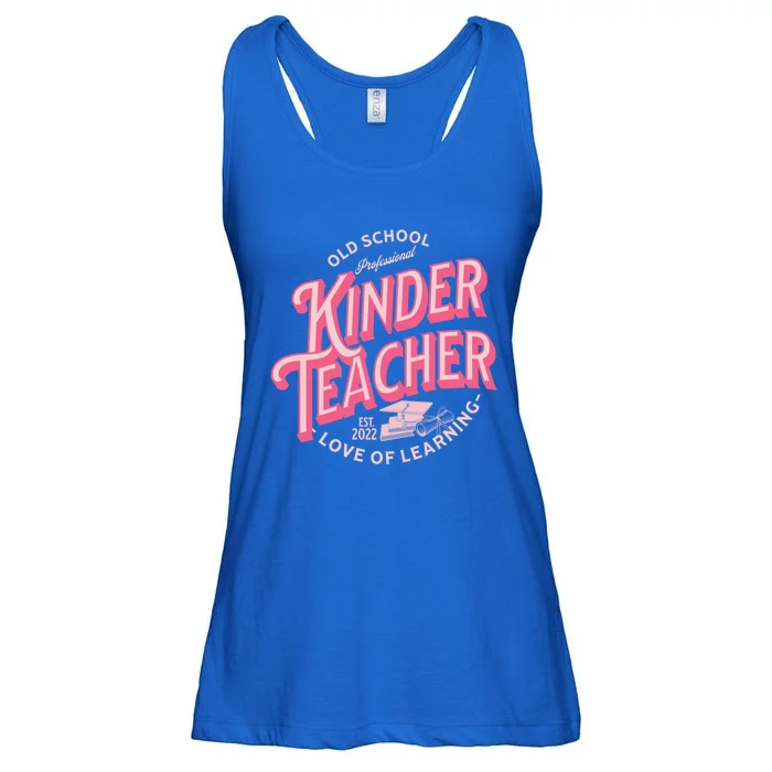 Vintage Old School Kinder Teacher Love Of Learning Funny Gift Ladies Essential Flowy Tank