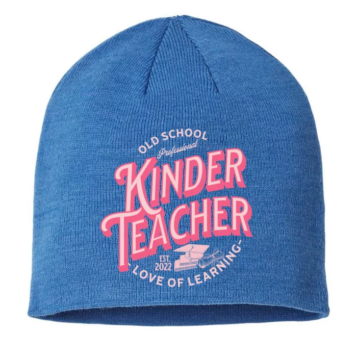 Vintage Old School Kinder Teacher Love Of Learning Funny Gift 8 1/2in Sustainable Knit Beanie