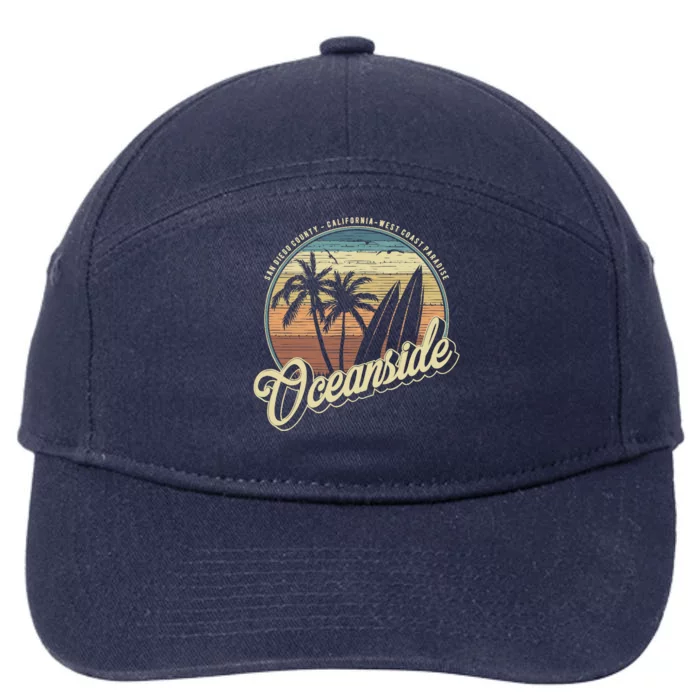 Vintage Oceanside San Diego County California Surf Style 7-Panel Snapback Hat