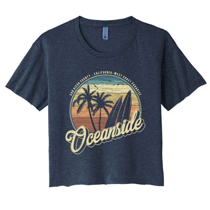 Vintage Oceanside San Diego County California Surf Style Women's Crop Top Tee