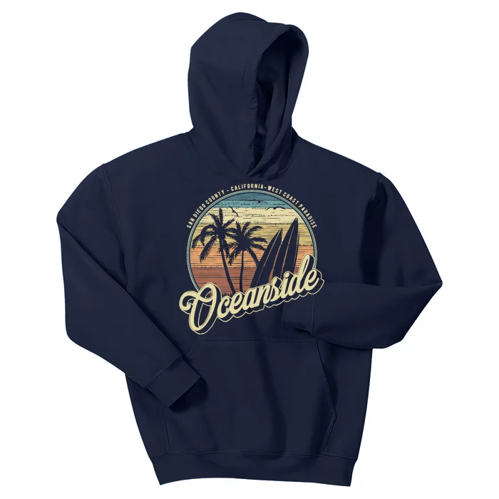 Vintage Oceanside San Diego County California Surf Style Kids Hoodie