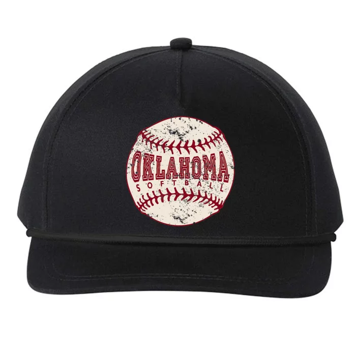 Vintage Oklahoma Softball Ball Snapback Five-Panel Rope Hat