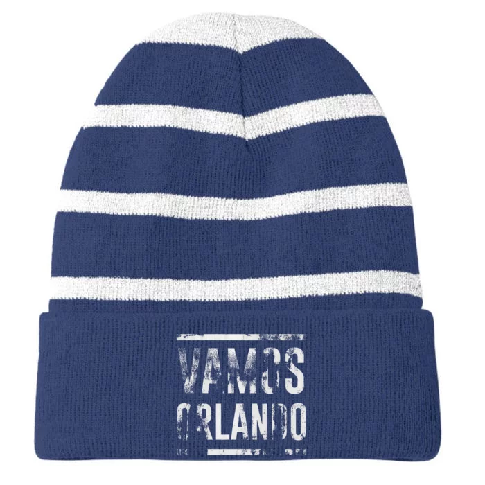 Vamos Orlando Soccer Striped Beanie with Solid Band