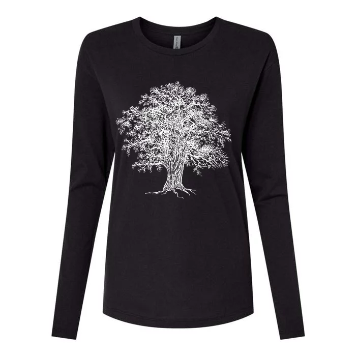 Vintage Oak Tree Design Tree Huggers Arborists Nature Lovers Womens Cotton Relaxed Long Sleeve T-Shirt