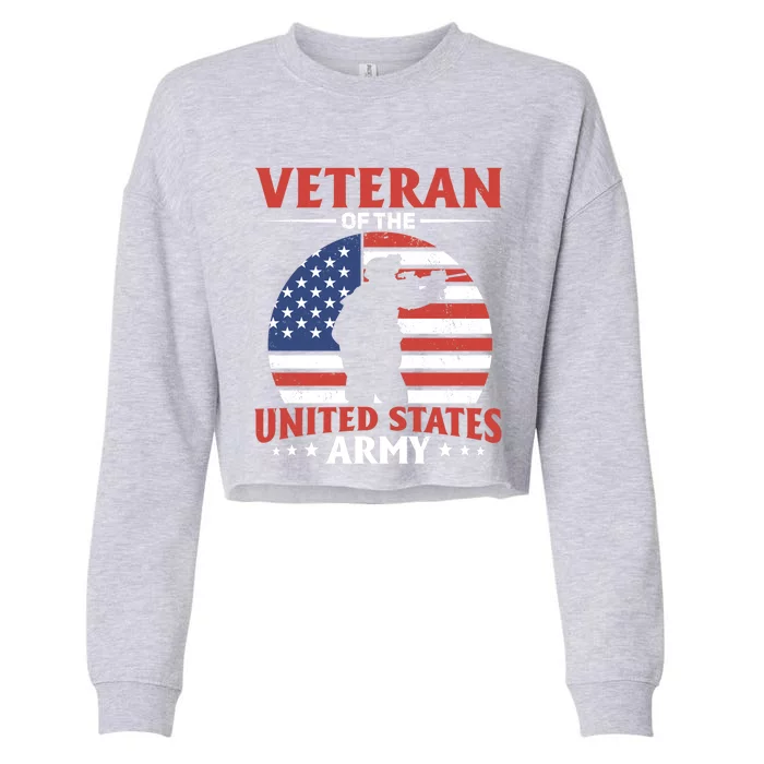 Veteran Of The United States Army Veterans Day Gift Cropped Pullover Crew