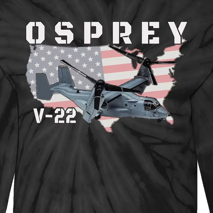 V22 Osprey Tiltrotor Military Aircraft Helicopter Mv22 Tie-Dye Long Sleeve Shirt