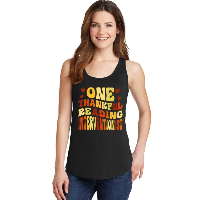 Vintage One Thankful Reading Interventionist Thanksgiving Ladies Essential Tank