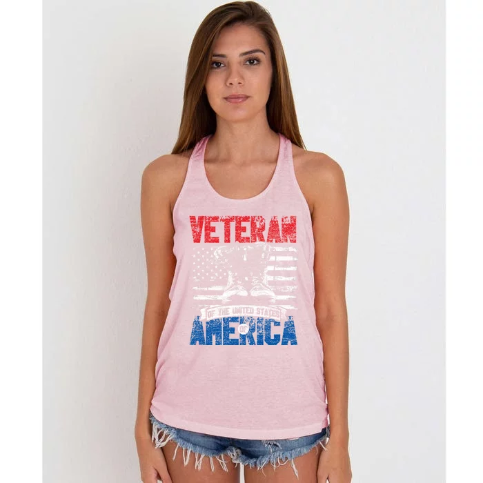 Veteran Of The United States Of America Veterans Day Gift Women's Knotted Racerback Tank