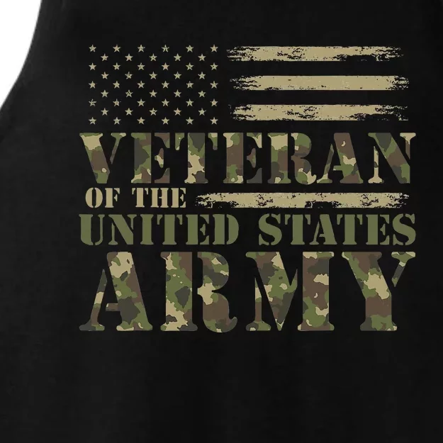 Veteran Of The United States Army Camouflage Us Flag Veteran Ladies Tri-Blend Wicking Tank