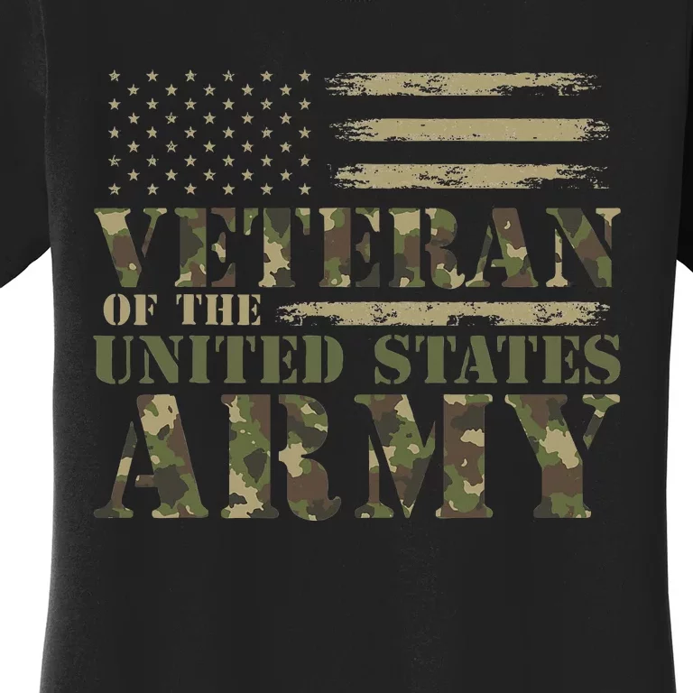 Veteran Of The United States Army Camouflage Us Flag Veteran Women's T-Shirt