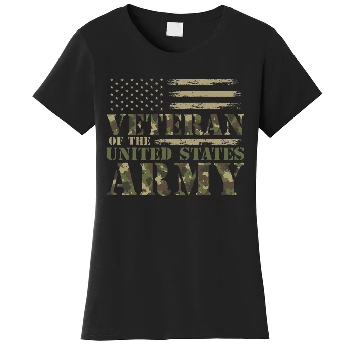 Veteran Of The United States Army Camouflage Us Flag Veteran Women's T-Shirt