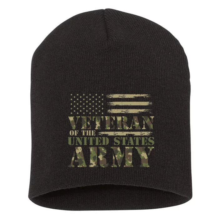 Veteran Of The United States Army Camouflage Us Flag Veteran Short Acrylic Beanie