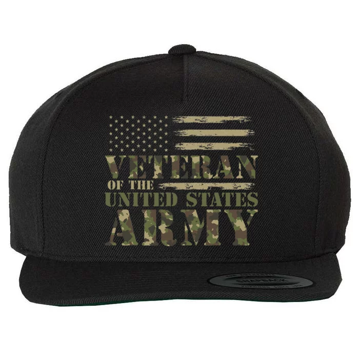 Veteran Of The United States Army Camouflage Us Flag Veteran Wool Snapback Cap