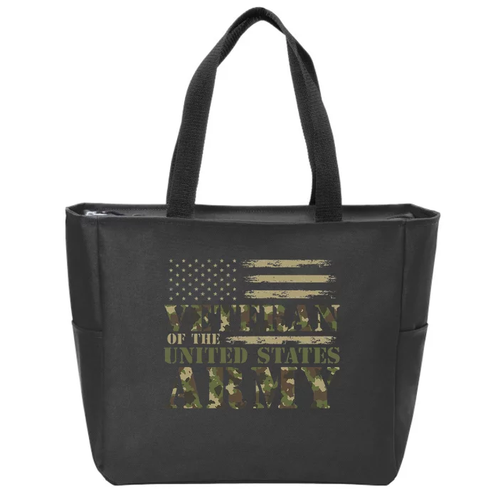 Veteran Of The United States Army Camouflage Us Flag Veteran Zip Tote Bag