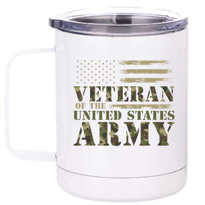 Veteran Of The United States Army Camouflage Us Flag Veteran Front & Back 12oz Stainless Steel Tumbler Cup