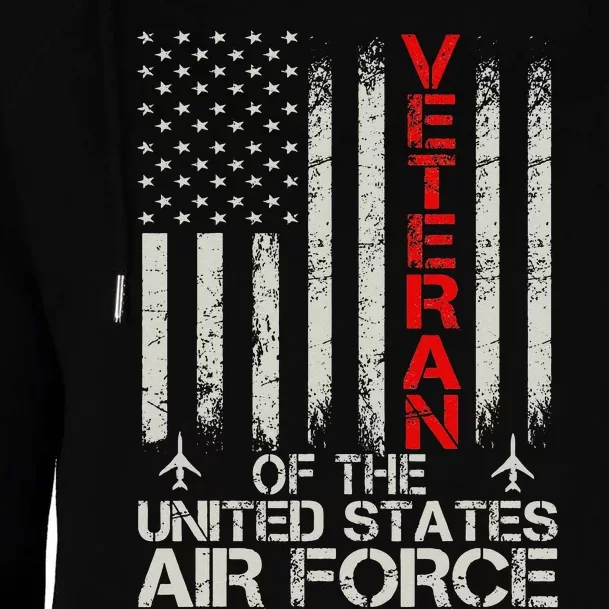 Veteran of the United States Air Force USAF Retro US Flag Womens Funnel Neck Pullover Hood