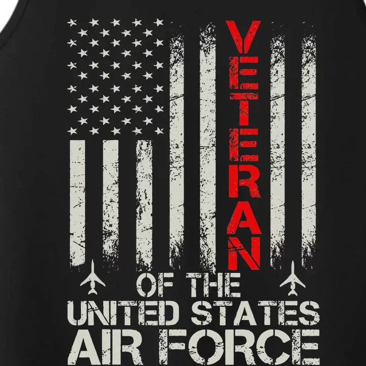 Veteran of the United States Air Force USAF Retro US Flag Performance Tank