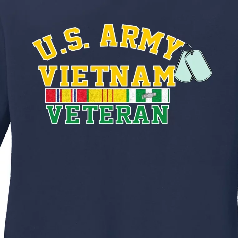 Veteran Of The United States Army Camouflage Us Flag Gift Ladies Long Sleeve Shirt