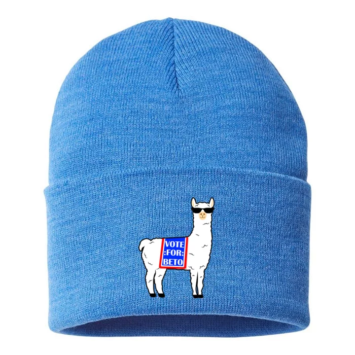 Vote For Beto Llama Sustainable Knit Beanie