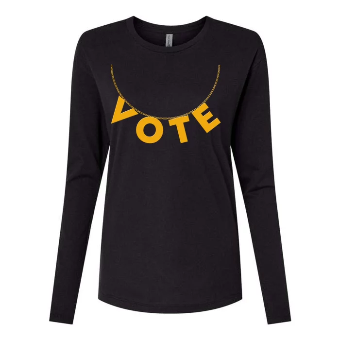 VOTE Gold Chain Necklace 2020 Election Womens Cotton Relaxed Long Sleeve T-Shirt