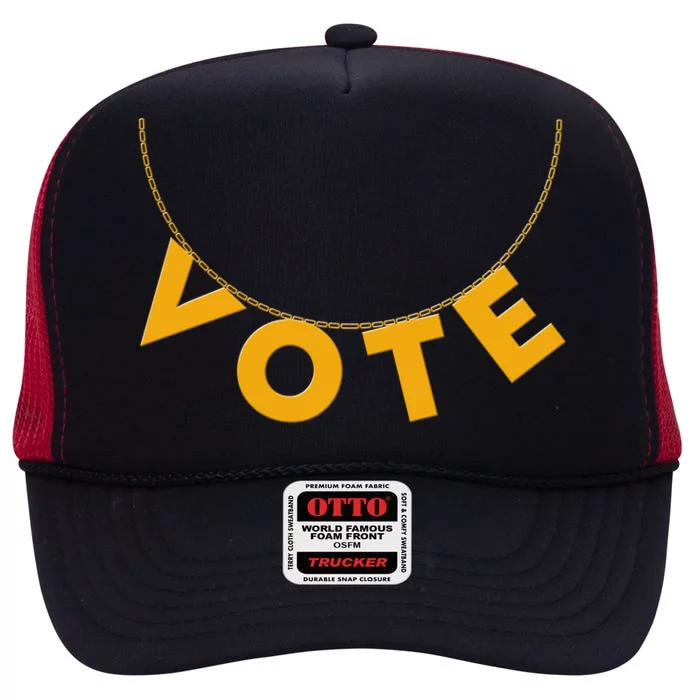 VOTE Gold Chain Necklace 2020 Election High Crown Mesh Trucker Hat