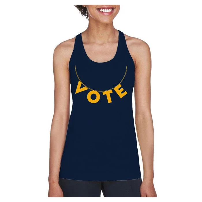 VOTE Gold Chain Necklace 2020 Election Women's Racerback Tank