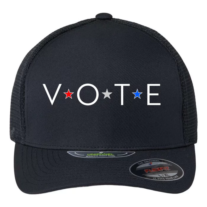 VOTE Red White Blue Stars Flexfit Unipanel Trucker Cap