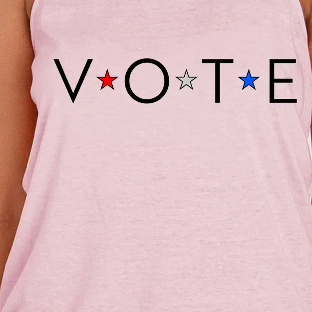 VOTE Red White Blue Stars Women's Knotted Racerback Tank