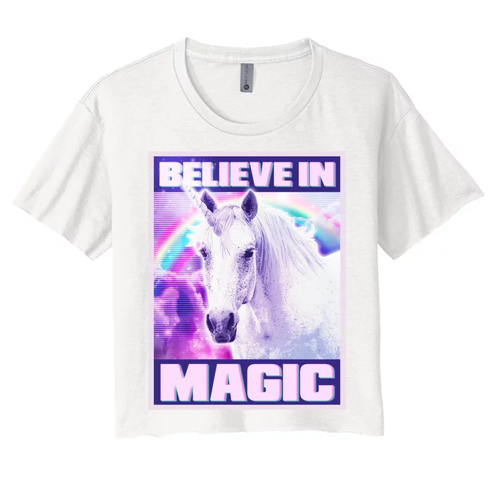 Vote Unicorn Believe in Magic Women's Crop Top Tee