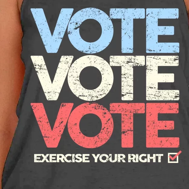 Vote Vote Vote Exercise Your right Women's Knotted Racerback Tank