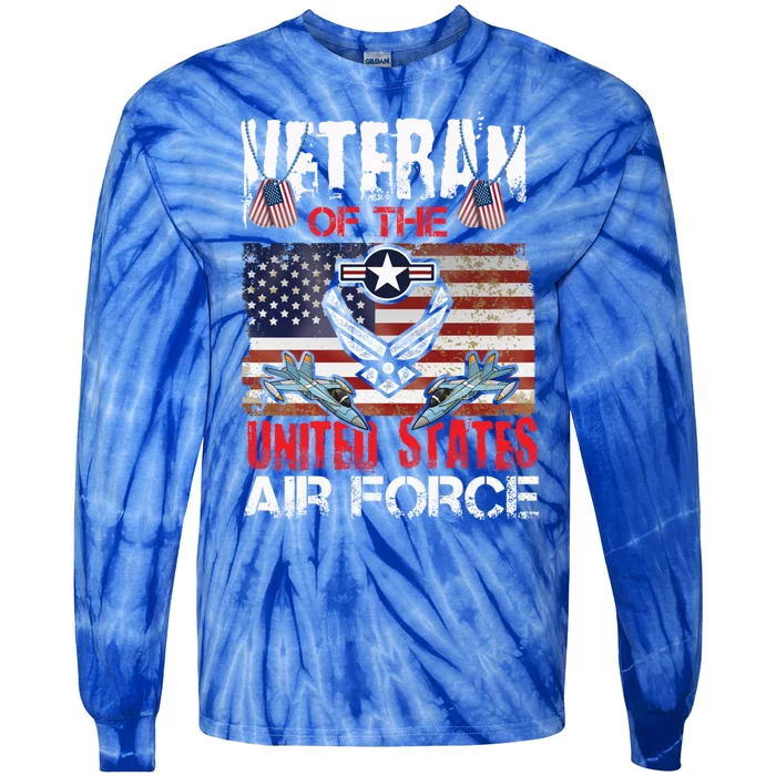 Veteran Of United States Air Force Fighter Jet Veterans Day Gift Tie-Dye Long Sleeve Shirt