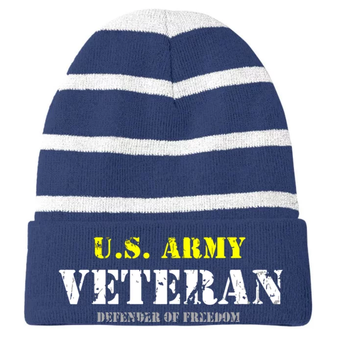 Veteran Of United States US Army Veteran Striped Beanie with Solid Band