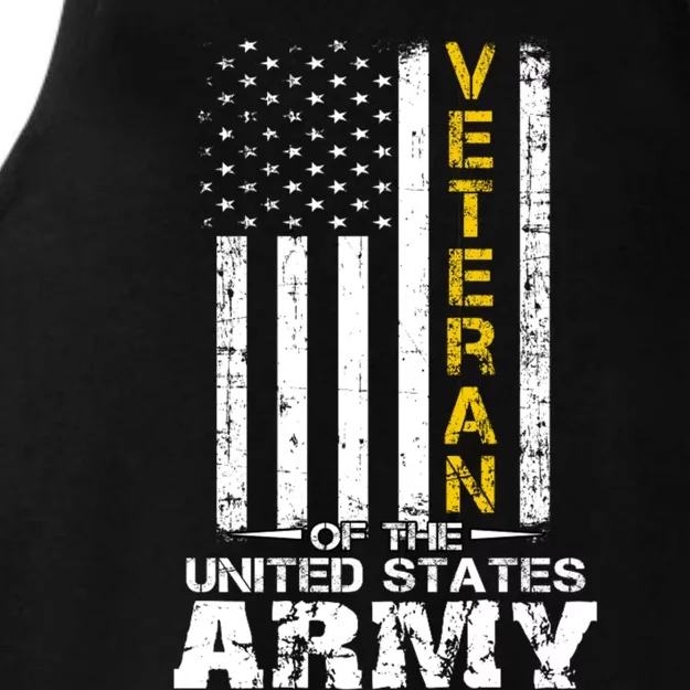 Veteran of United States US Army Gold Ladies Tri-Blend Wicking Tank