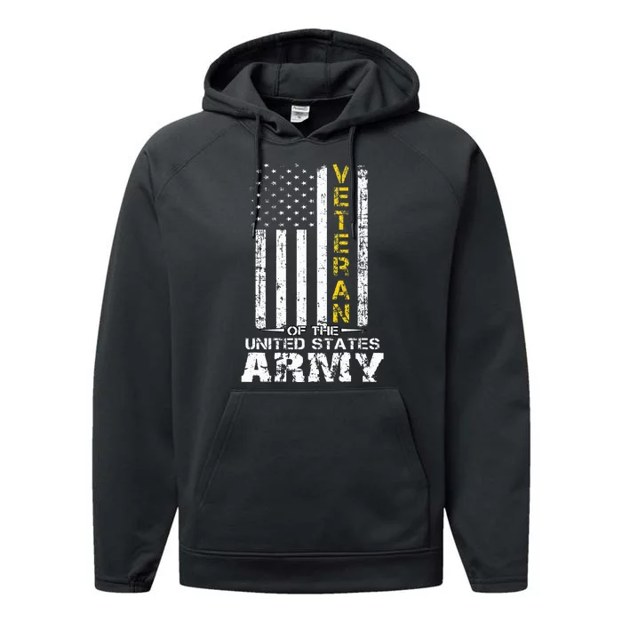 Veteran of United States US Army veteran Gold Performance Fleece Hoodie