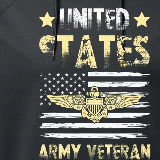 Veteran of United States US Army veteran Gold Performance Fleece Hoodie