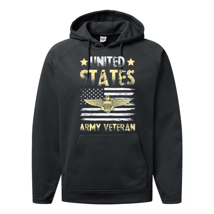 Veteran of United States US Army veteran Gold Performance Fleece Hoodie