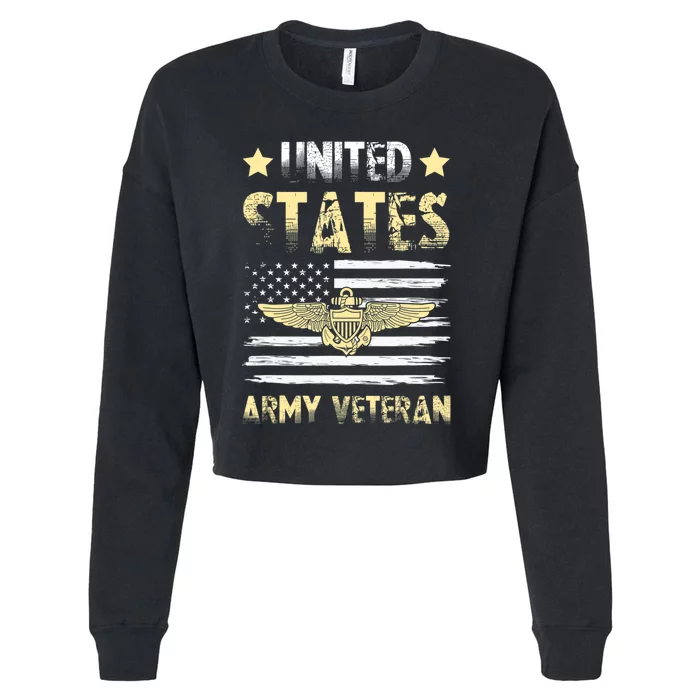 Veteran of United States US Army veteran Gold Cropped Pullover Crew