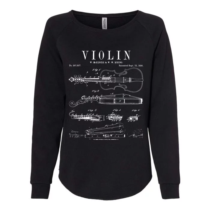 Violin Old Vintage Patent Drawing Print Womens California Wash Sweatshirt