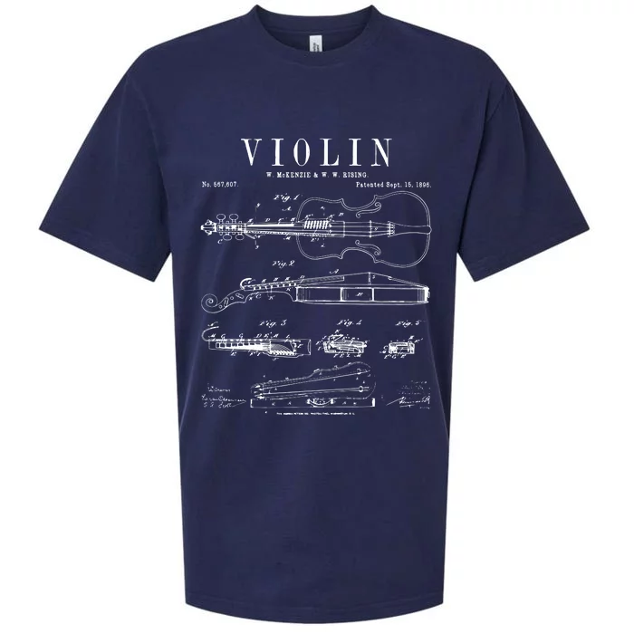 Violin Old Vintage Patent Drawing Print Sueded Cloud Jersey T-Shirt