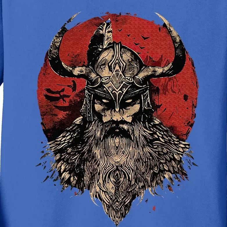 Viking Odin Valhalla Scandinavian Odin Kids Long Sleeve Shirt