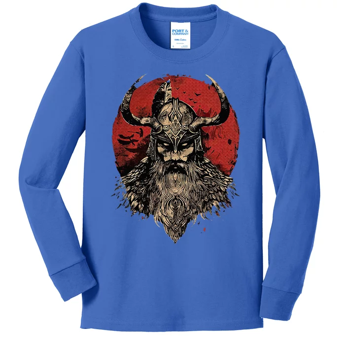 Viking Odin Valhalla Scandinavian Odin Kids Long Sleeve Shirt