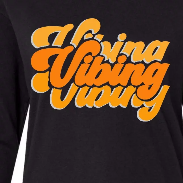 Vibing Orange Vibes Only Womens Cotton Relaxed Long Sleeve T-Shirt