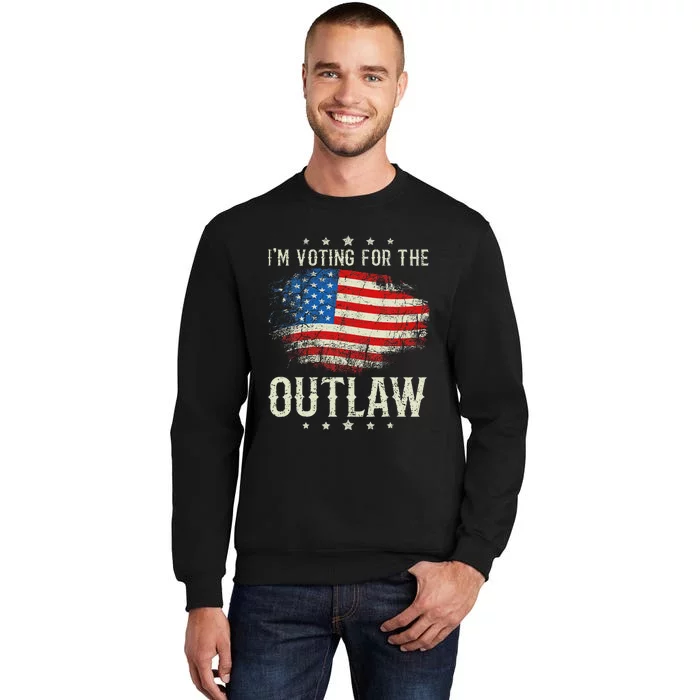 Voting Outlaw Vintage American Flag Tall Sweatshirt