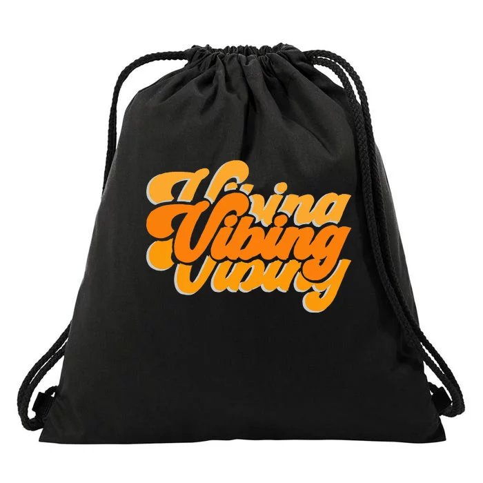 Vibing Orange Vibes Only Color Drawstring Bag